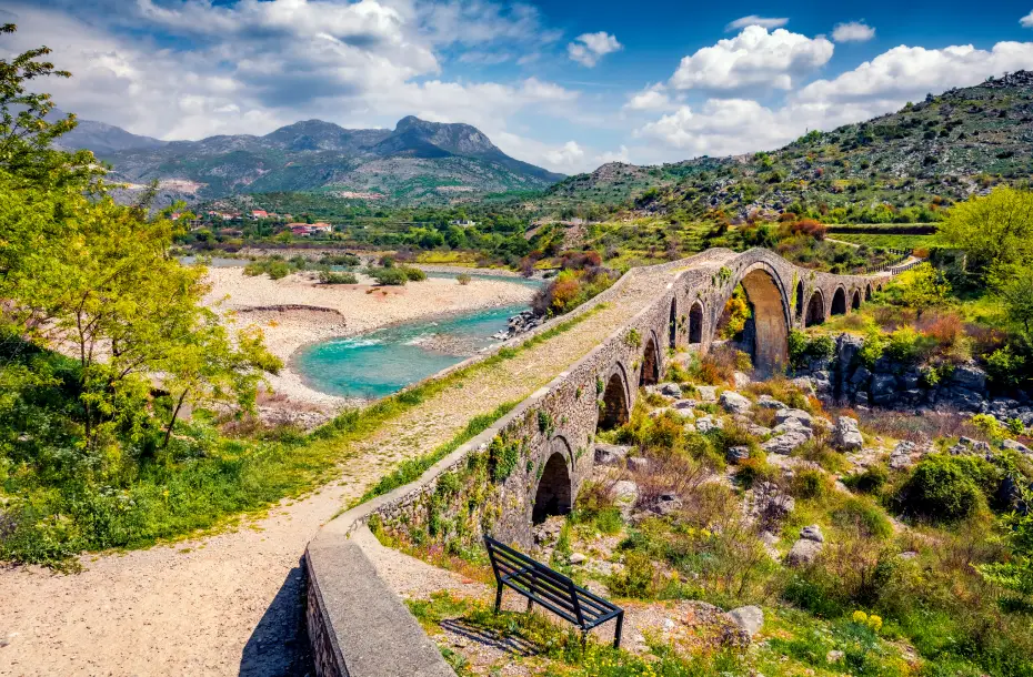 Vieux pont Mesi, Mes, à l'est de Shkodër, Albanie